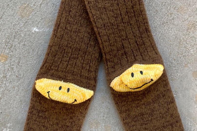 Kapital 72 Yarns Wool IVY Smilie Socks Brown - Made in Japan