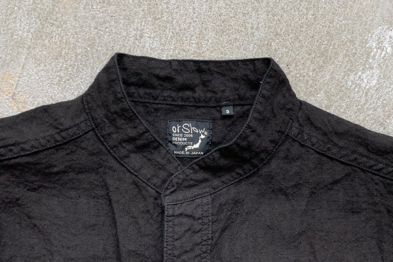 Orslow Standard Collar Short Sleeve Shirt Black - Made in Japan