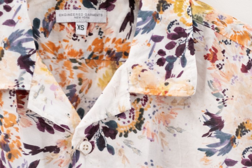 Engineered Garments Camp Shirt White Botany Printed Lawn