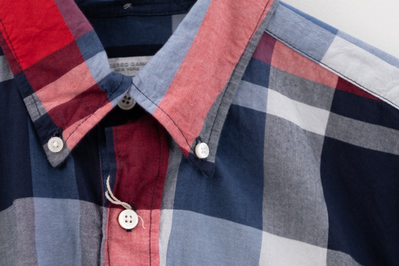 Engineered Garments Popover BD Shirt Navy/Red Big Madras Plaid