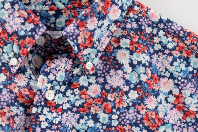 Engineered Garments Popover BD Shirt Navy/Red/Light Blue Floral
