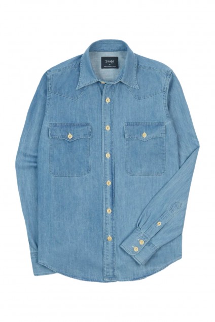 Drake's Denim Western Shirt Bleach Wash