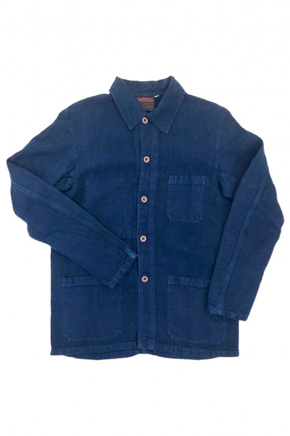Vetra Linen Chore Coat Navy