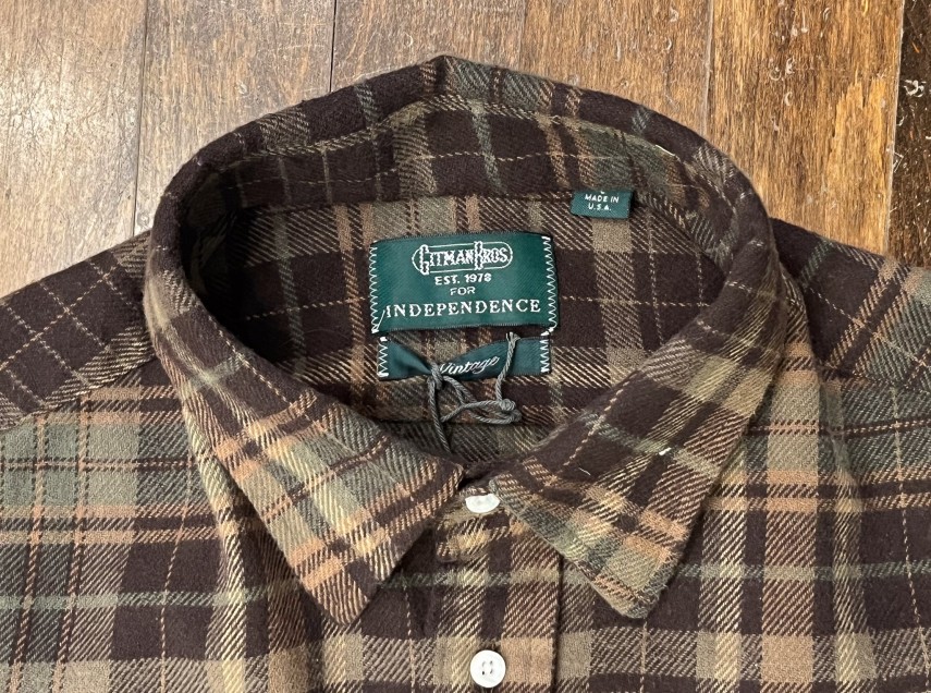 Gitman Bros. Vintage Independence Work Shirt Olive Recycled Brushed Melange