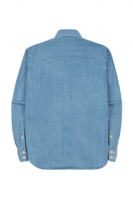 Drake's Denim Western Shirt Bleach Wash
