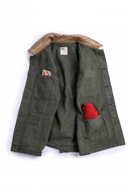 Heimat Journey Coat Contrast Collar Squad Green