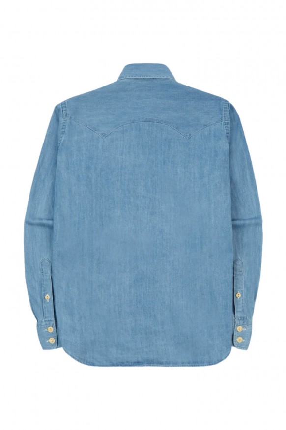 Drake's Denim Western Shirt Bleach Wash