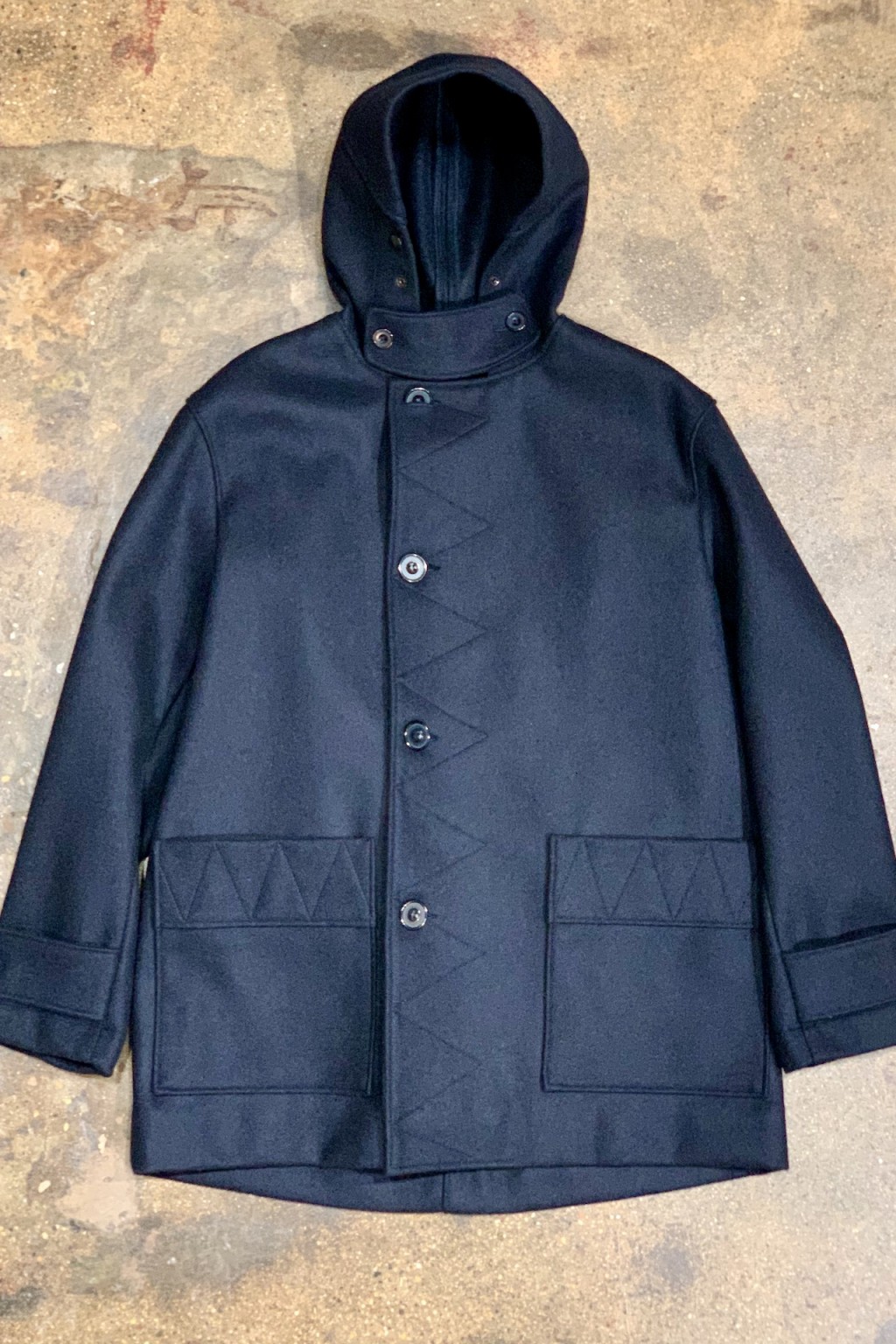 Arpenteur Kabig Melton Wool Coat Navy - Made in France | Jackets