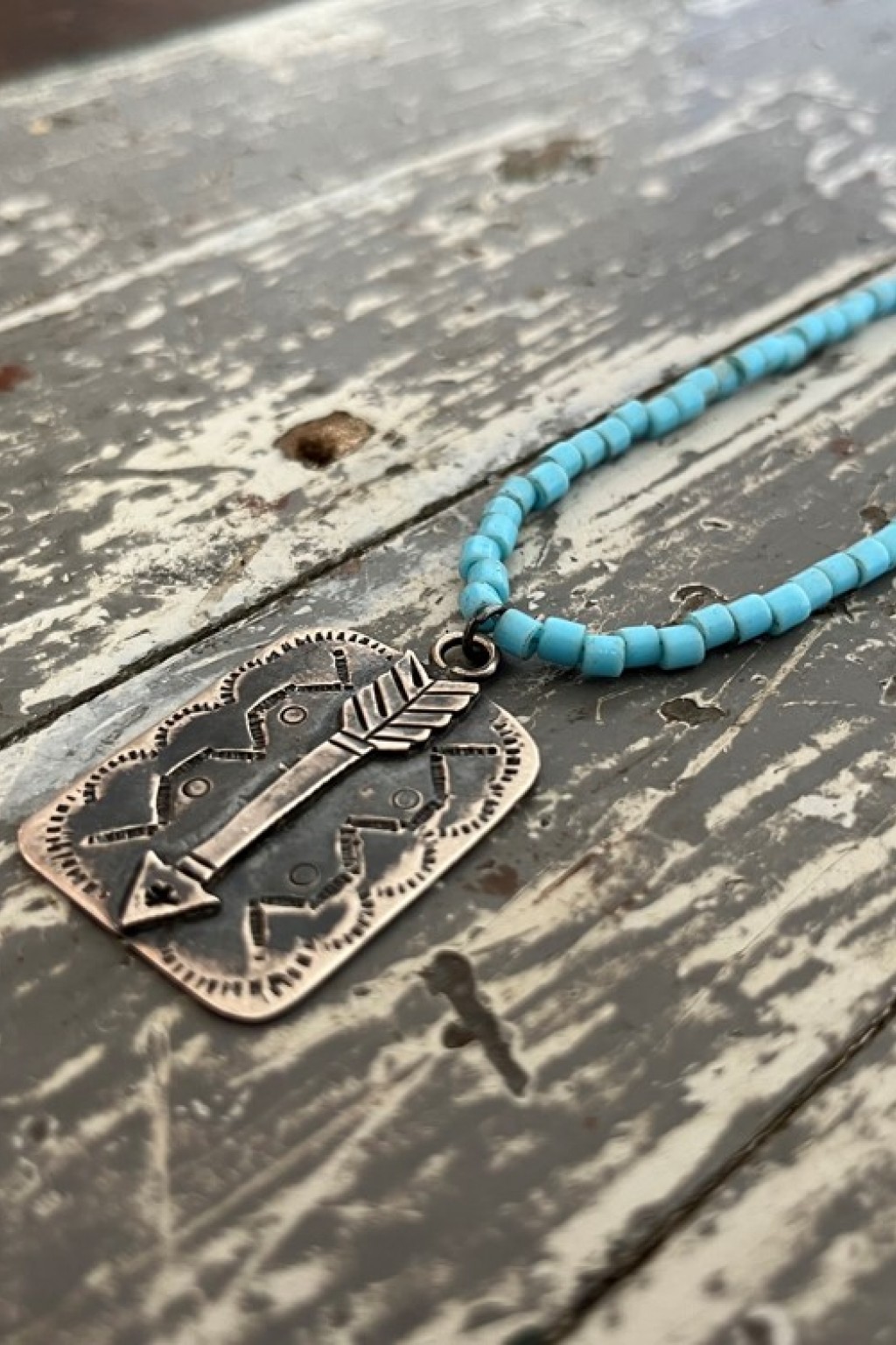 Independence Vintage Goods Vintage Navajo Necklace Sterling Silver Arrow + Glass Beads