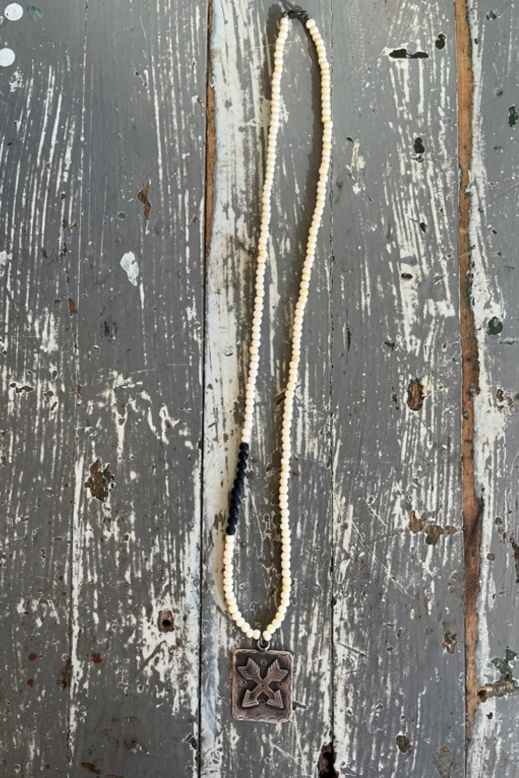 Independence Vintage Goods Vintage Navajo Necklace Sterling Silver Arrow + Bone Beads