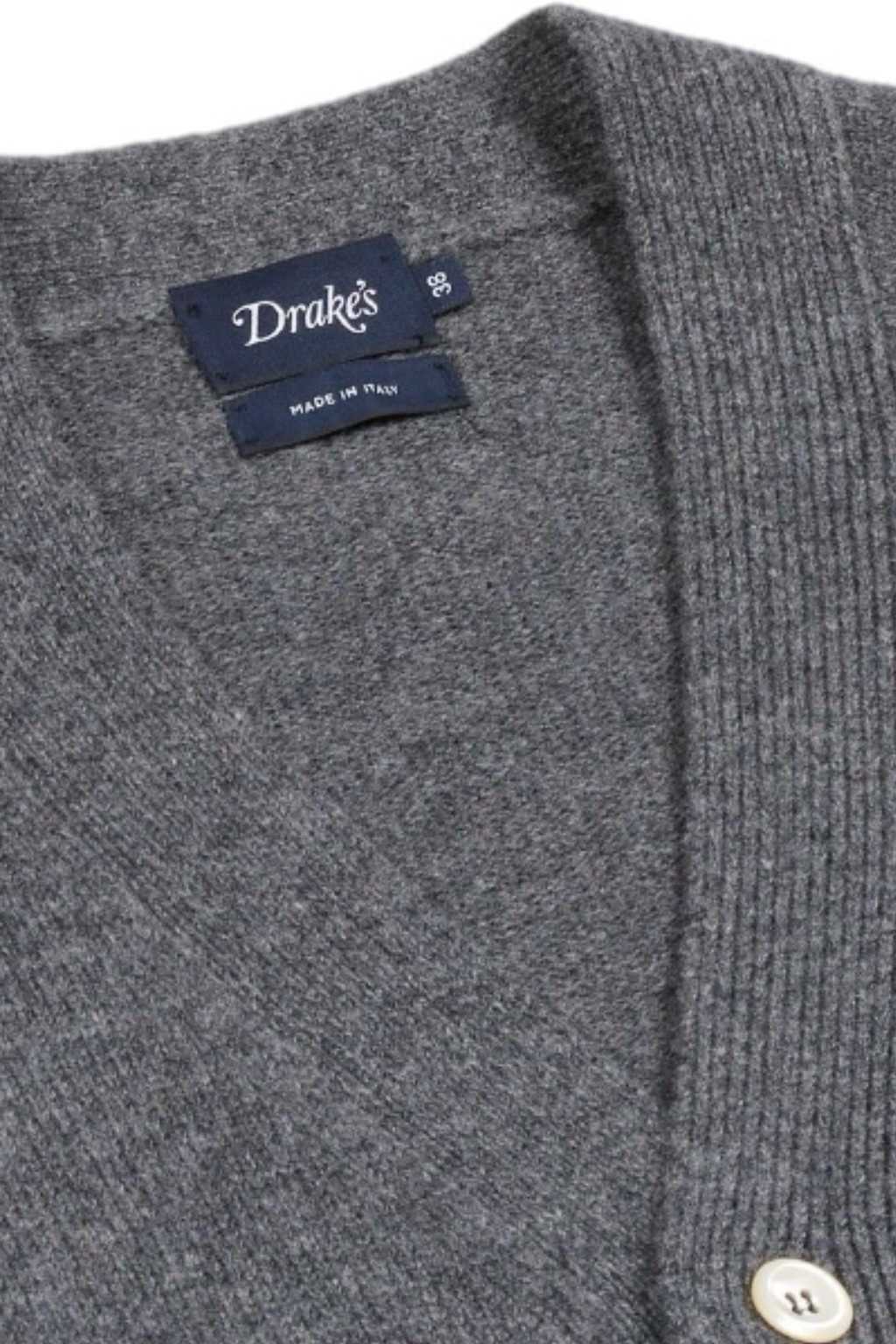 Drake's Classic Lambswool Cardigan Grey