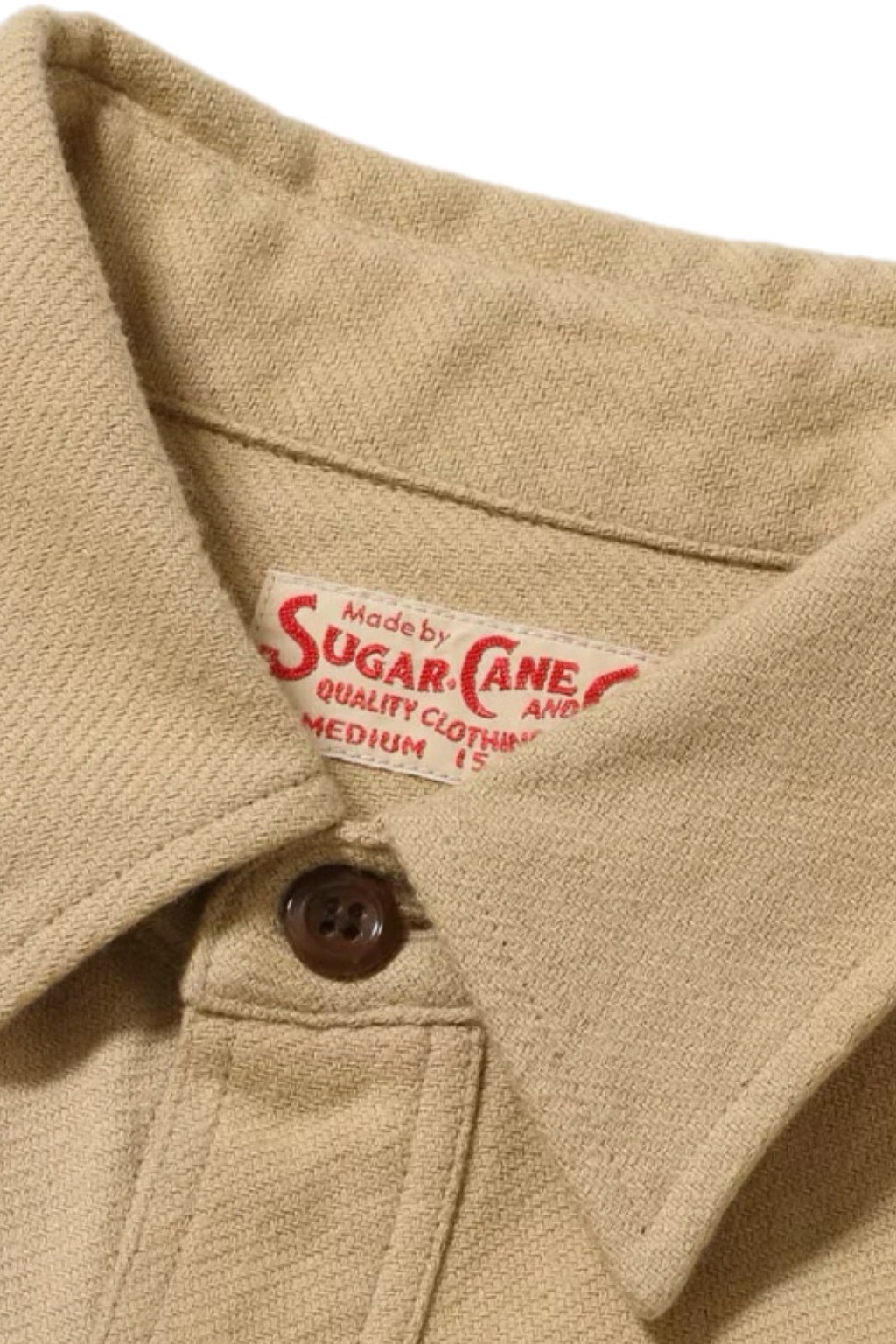 Sugar Cane Work Shirt Beige Cotton Twill