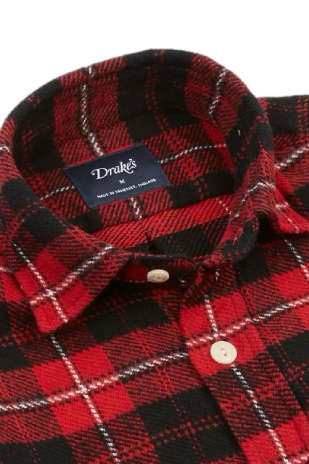 Drake's Heavy Cotton Work Shirt Red & Black Check