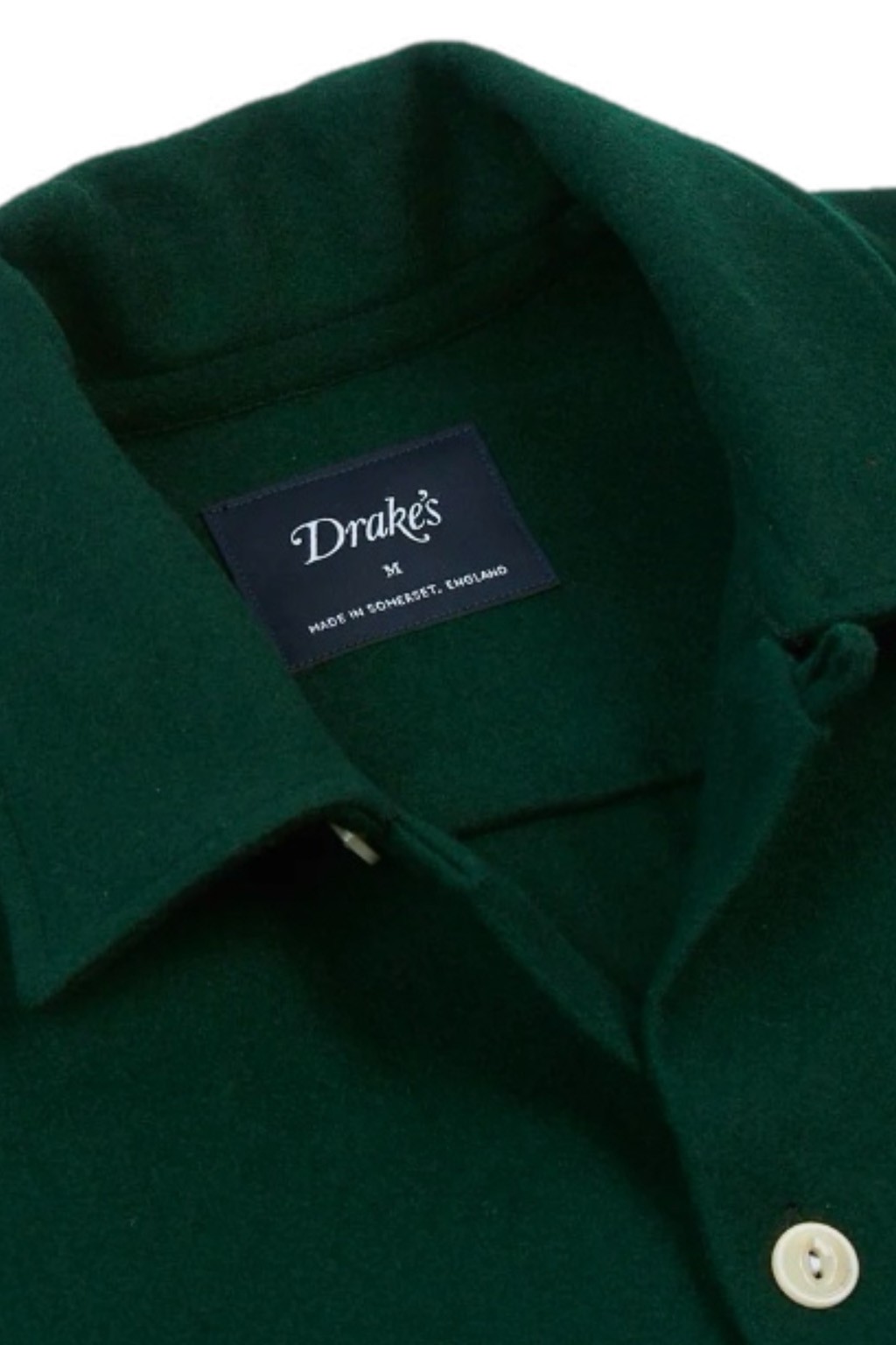 Drake's 4-Pocket Camp Collar Shirt Green Wool