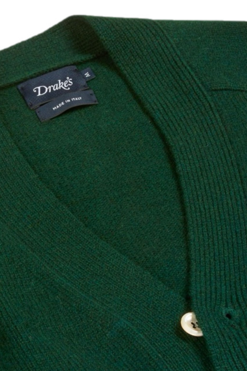 Drake's Classic Lambswool Cardigan Tartan Green