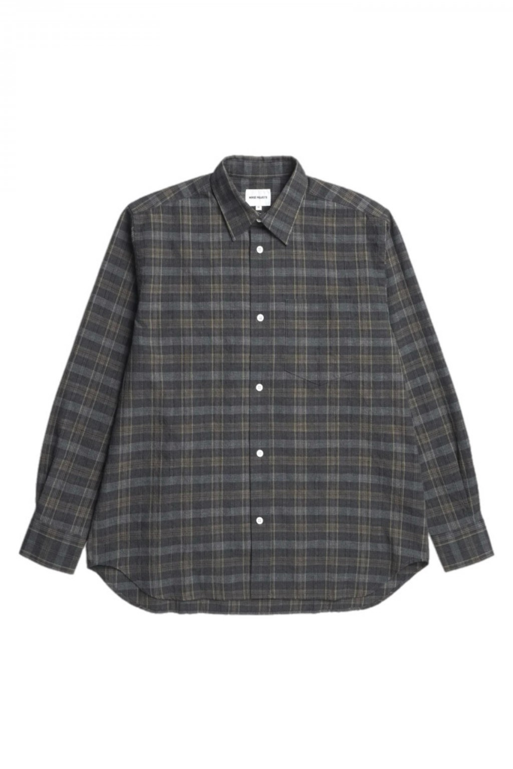 Norse Projects Ole Oversized Wool Check Shirt Charcoal Grey