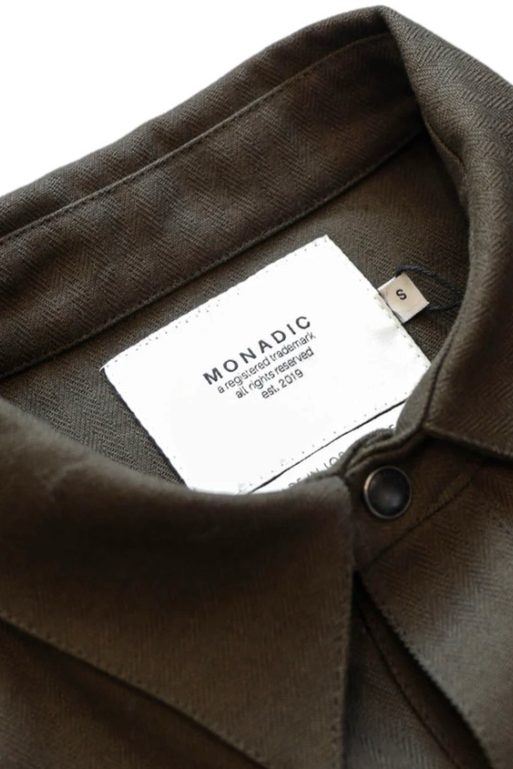 Monadic Cahill Shirt Olive Herringbone