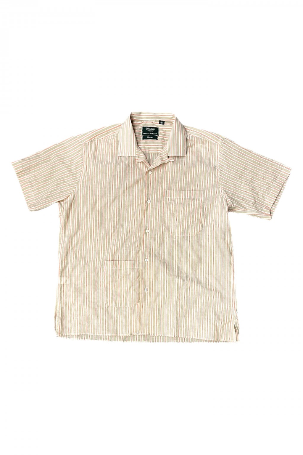 Gitman Bros. Vintage Independence Camp Shirt Tan Awning Stripe