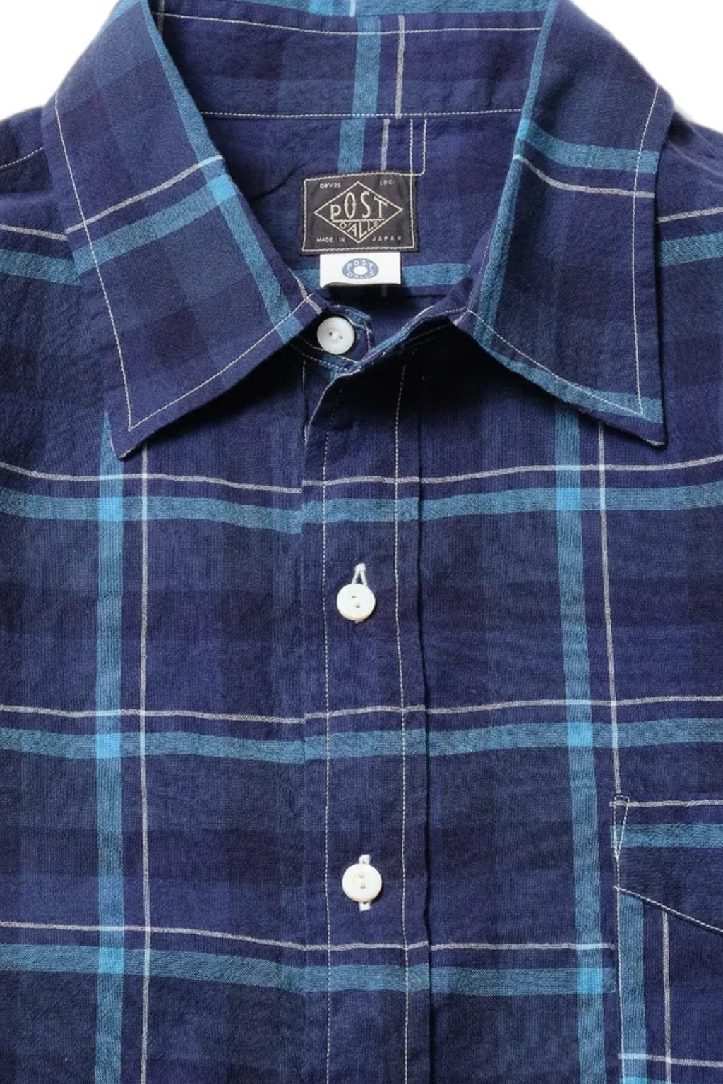 Post Overalls Original BL Shirt Cotton Plaid Blue