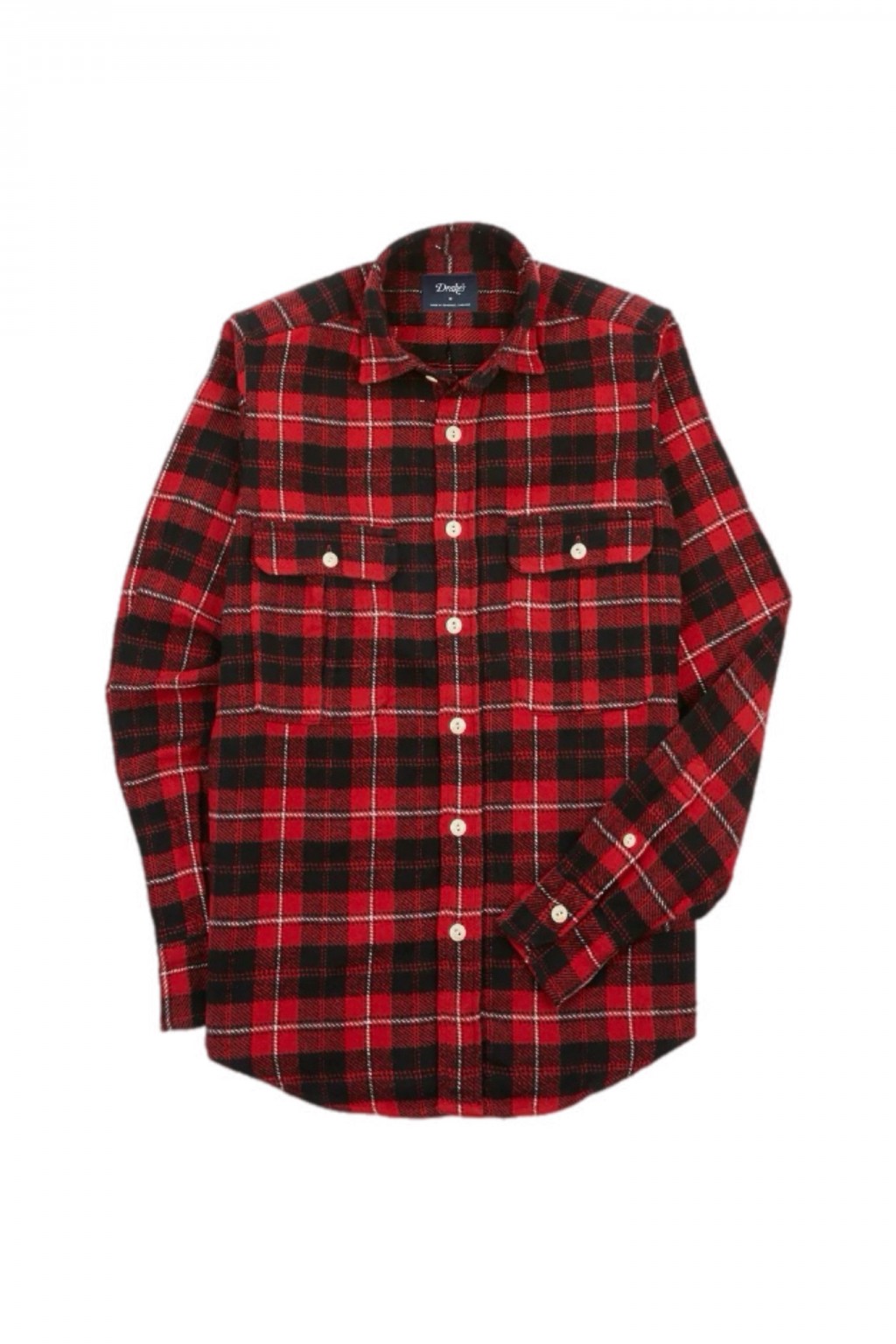 Drake's Heavy Cotton Work Shirt Red & Black Check