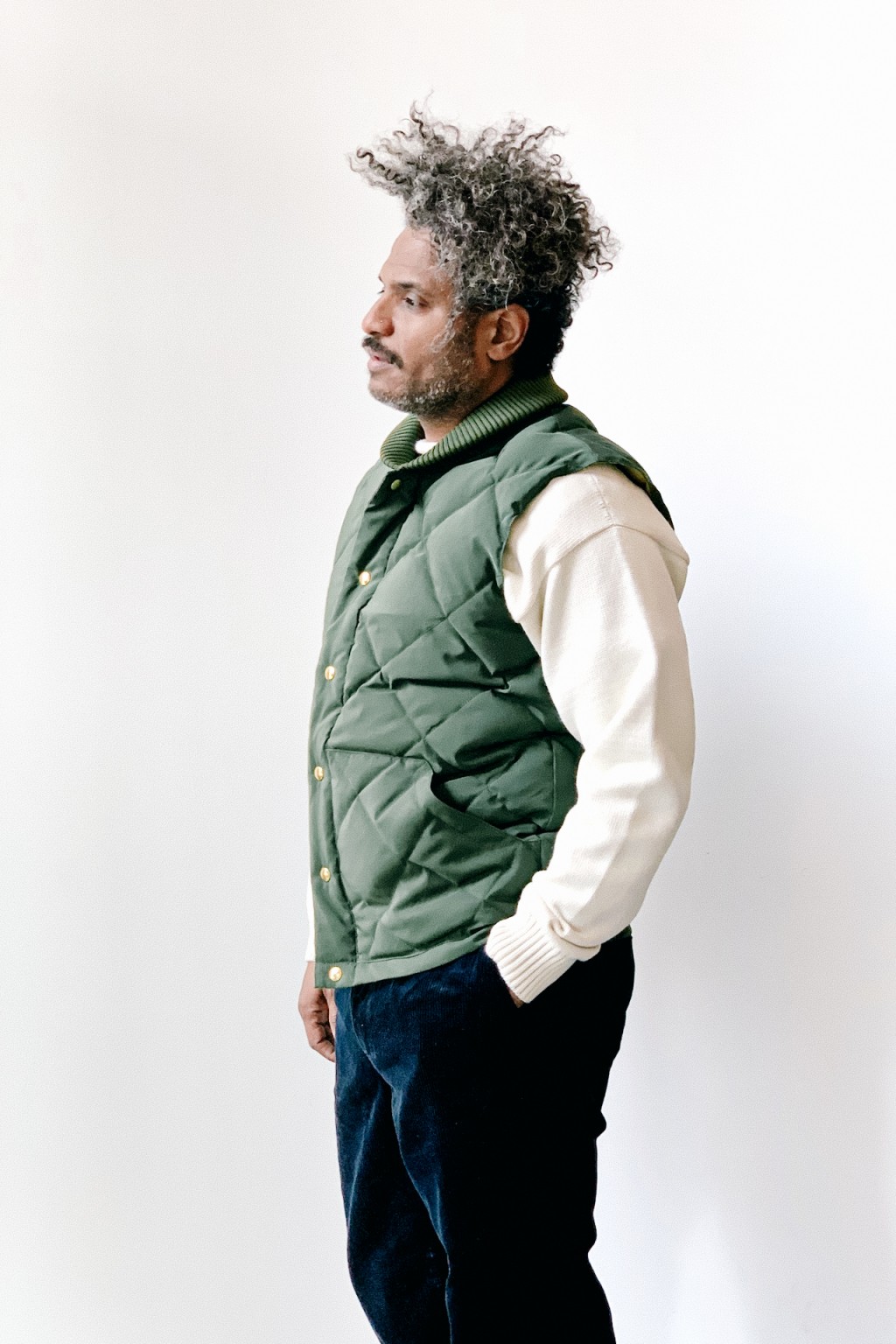 Crescent Down Works Italian Vest Olive/Khaki - Made in USA