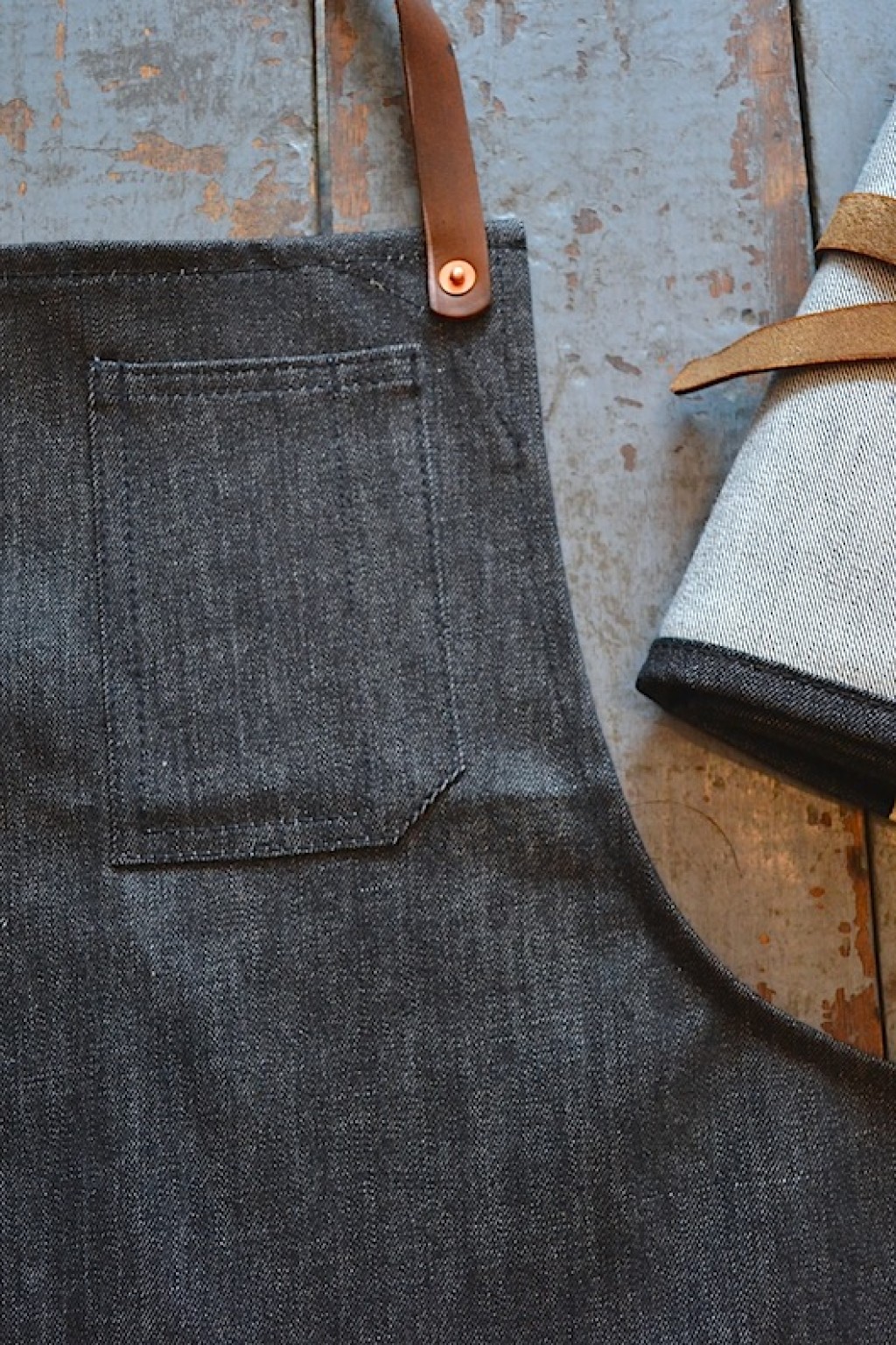 Stanley & Sons Apron with Leather Straps Selvage Cone Mills Denim ...