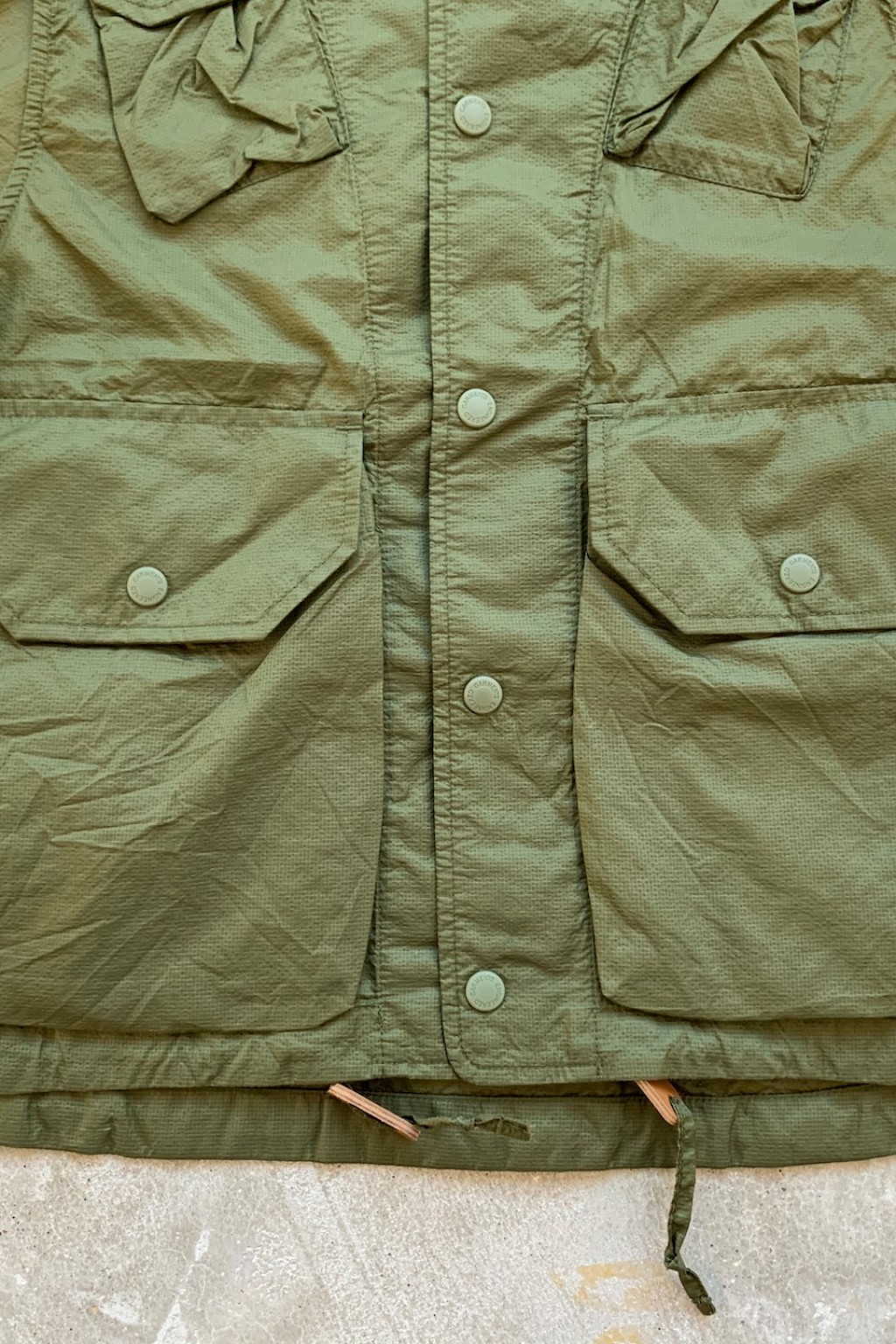 Engineered Garments Field Vest Olive Nylon Micro Ripstop - Made in