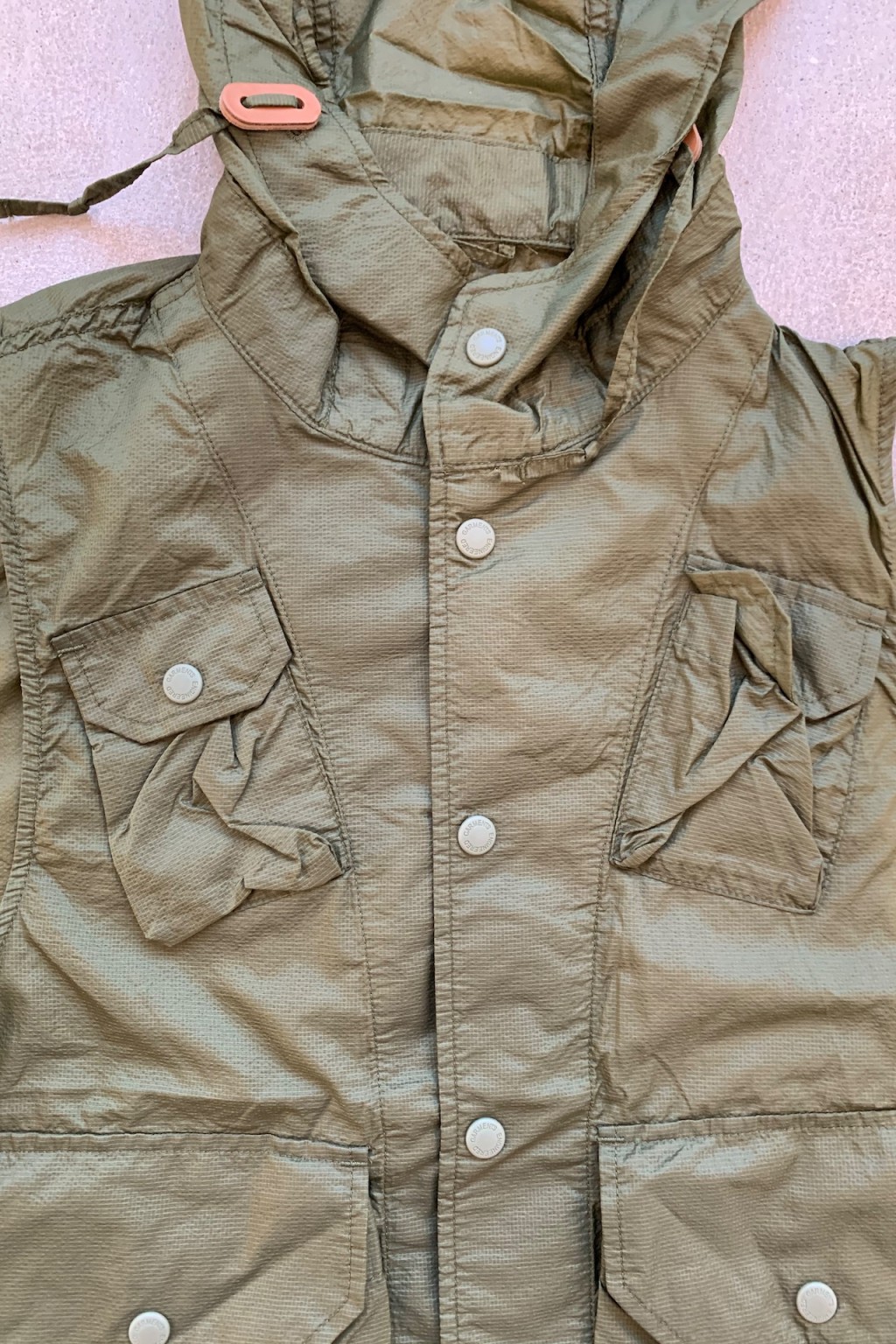 Engineered Garments Field Vest Olive Nylon Micro Ripstop - Made in