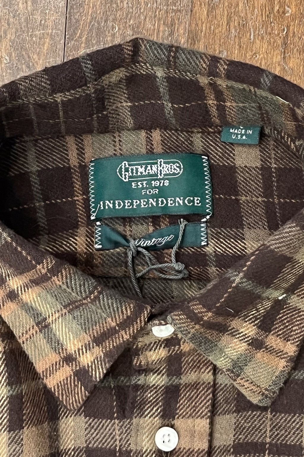 Gitman Bros. Vintage Independence Work Shirt Olive Recycled Brushed Melange