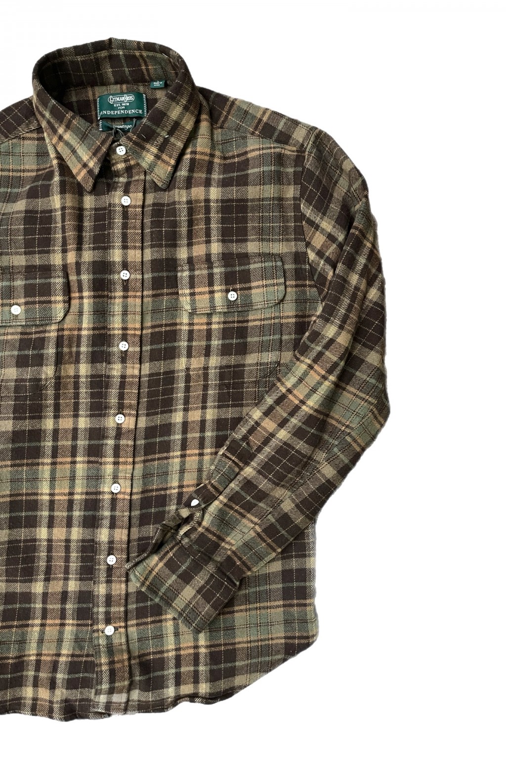 Gitman Bros. Vintage Independence Work Shirt Olive Recycled Brushed Melange