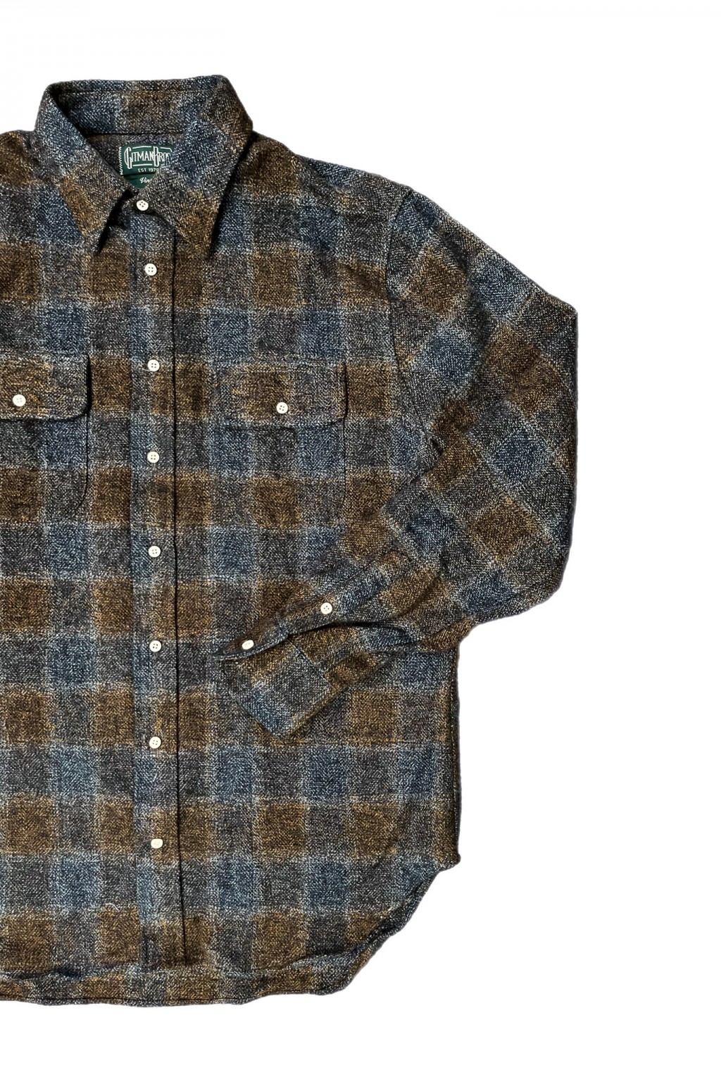 Gitman Bros. Vintage Independence Work Shirt Brown Cotton Tweed Check