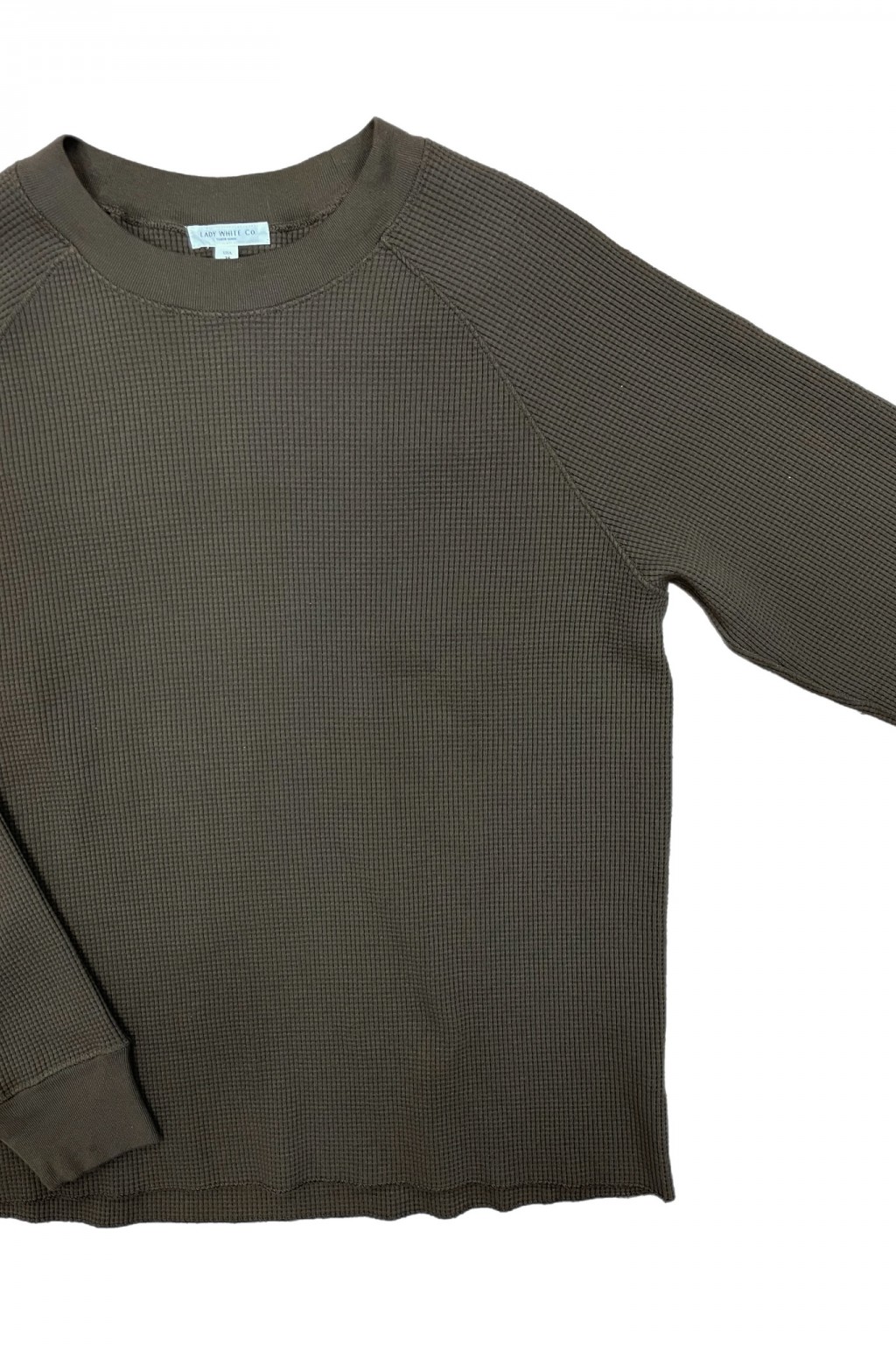 Lady White Co. Cropped Raglan Thermal Field Brown - Made in USA | Knits ...