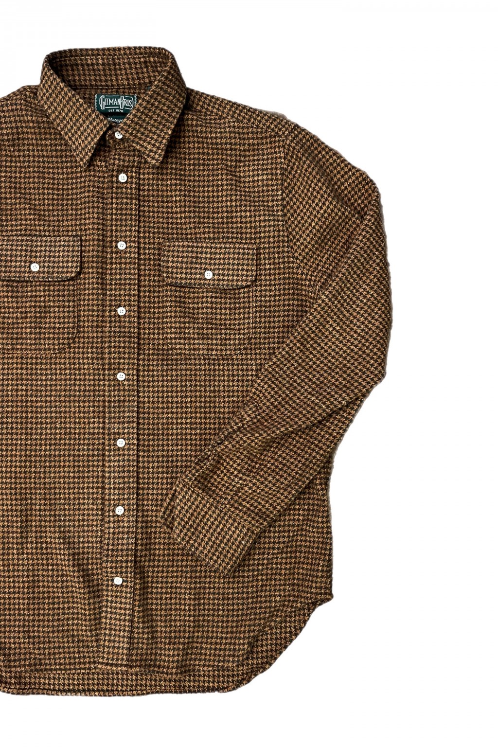 Gitman Bros. Vintage Independence Work Shirt Brown Houndstooth Check