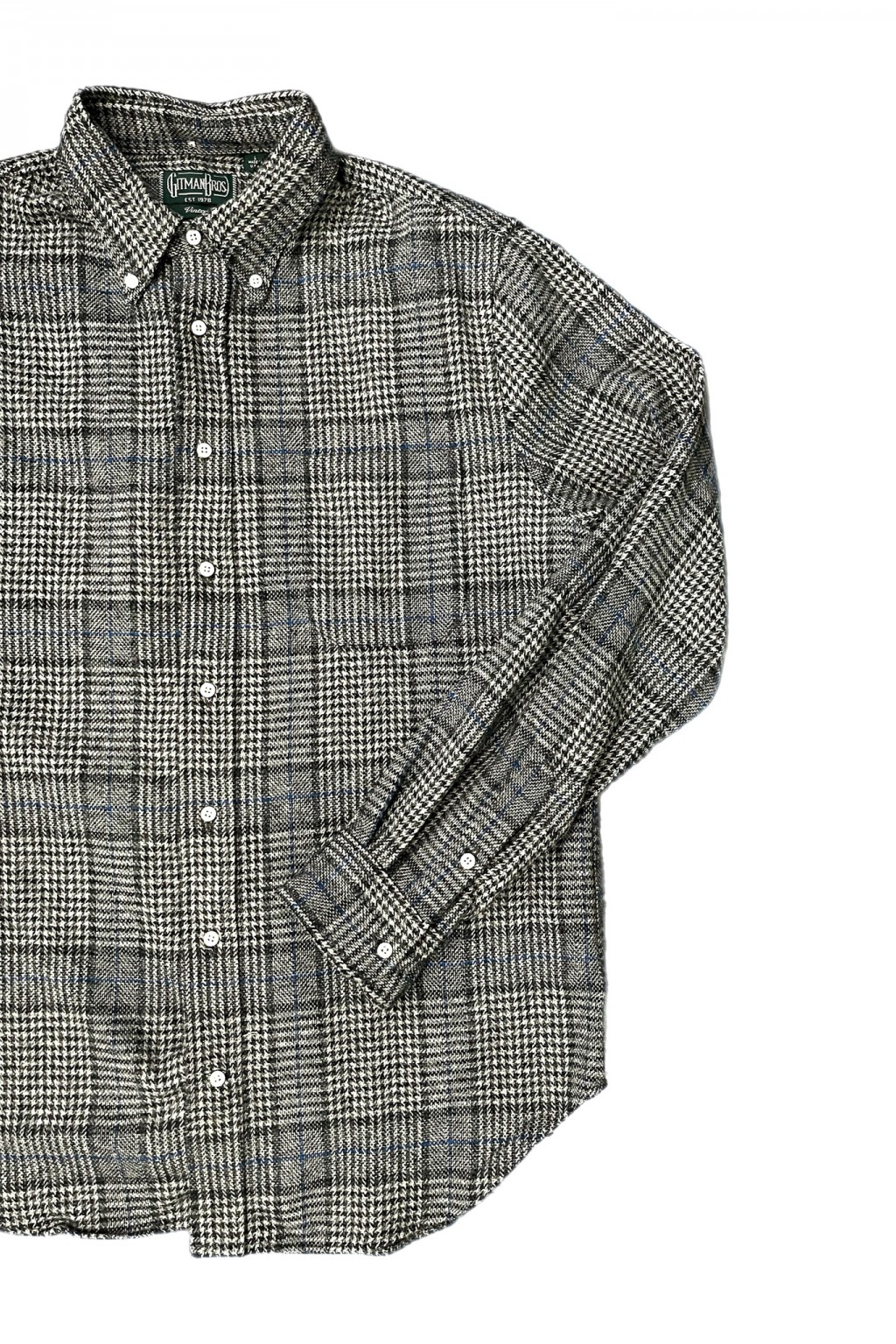 Gitman Bros. Vintage Long Sleeve Button Down Grey Cotton Tweed Check