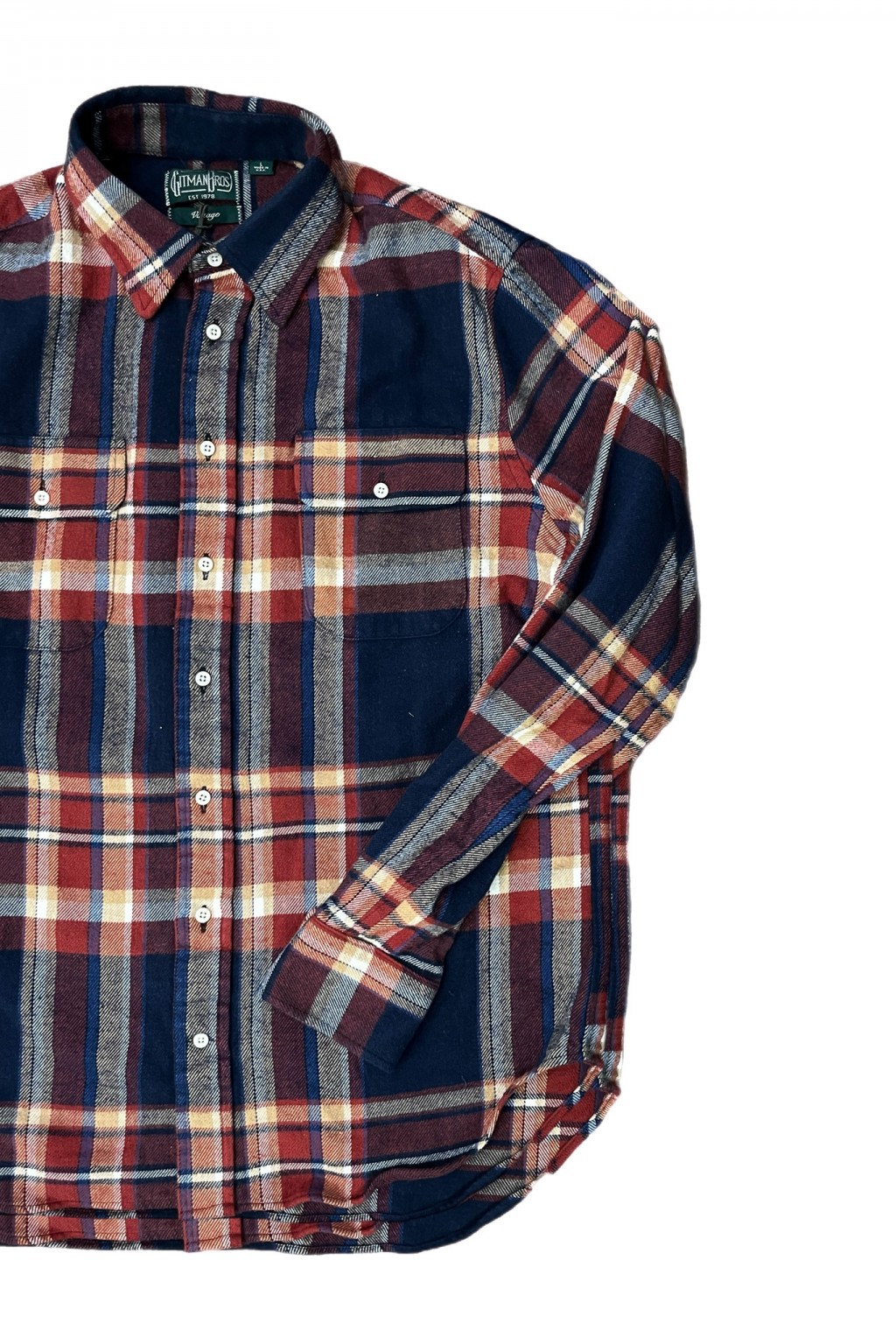 Gitman Bros. Vintage Independence Work Shirt Rose/Navy Brushed Winter Madras