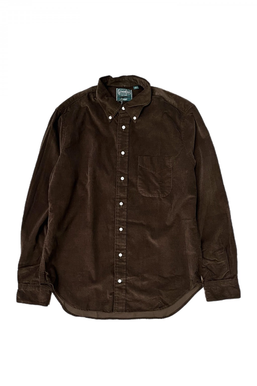 Gitman Bros. Vintage Long Sleeve Button Down Dark Brown Thin Wale Corduroy