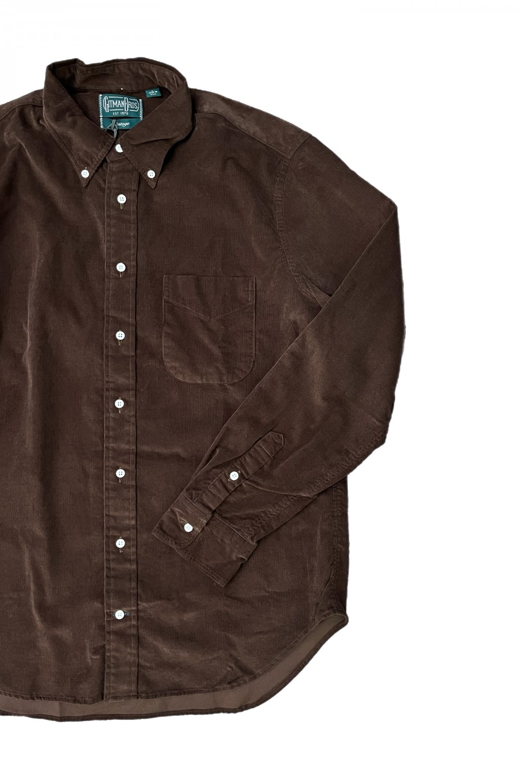 Gitman Bros. Vintage Long Sleeve Button Down Dark Brown Thin Wale Corduroy