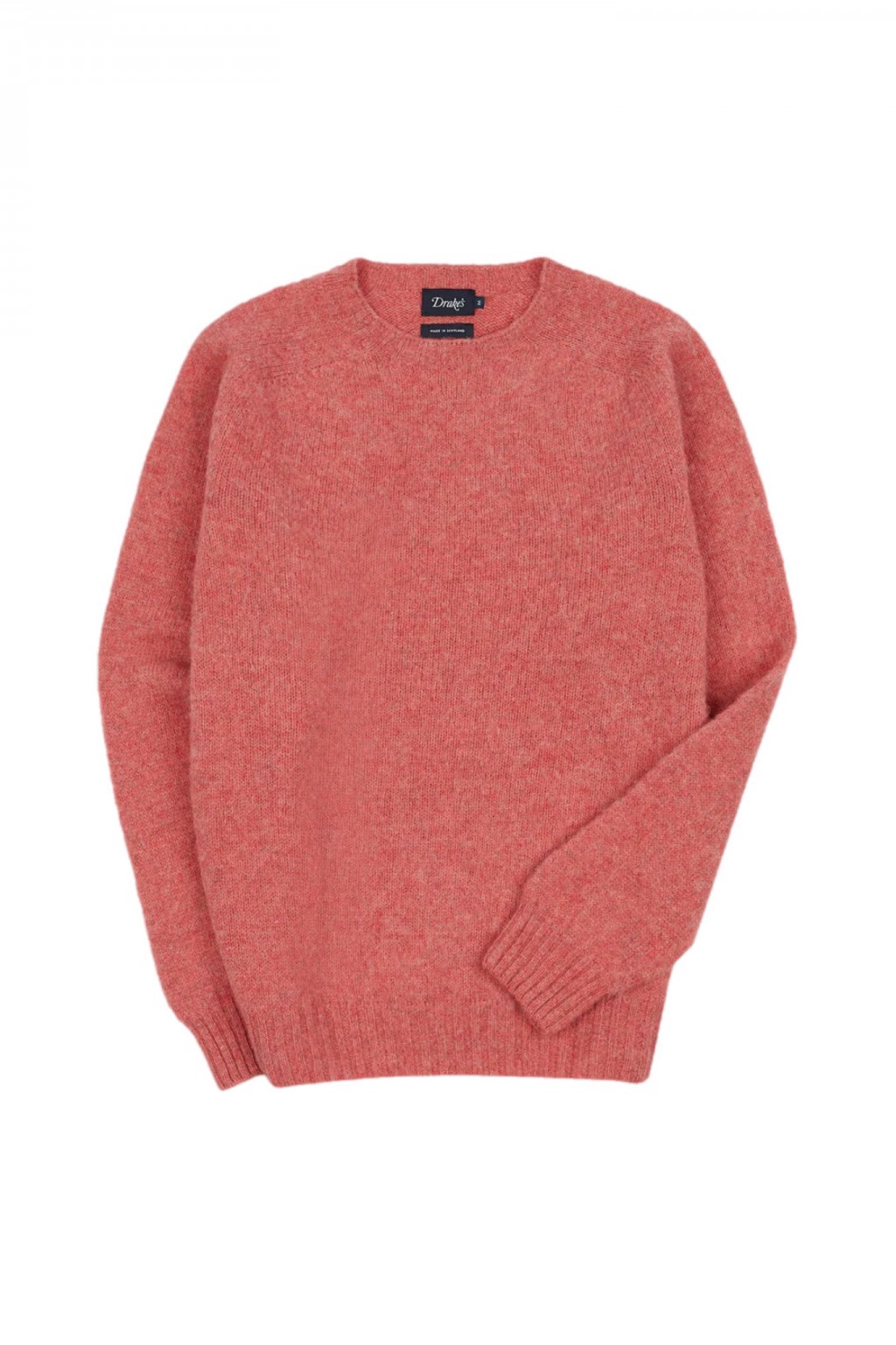 Drake's Brushed Shetland Crewneck Jumper Tea Rose