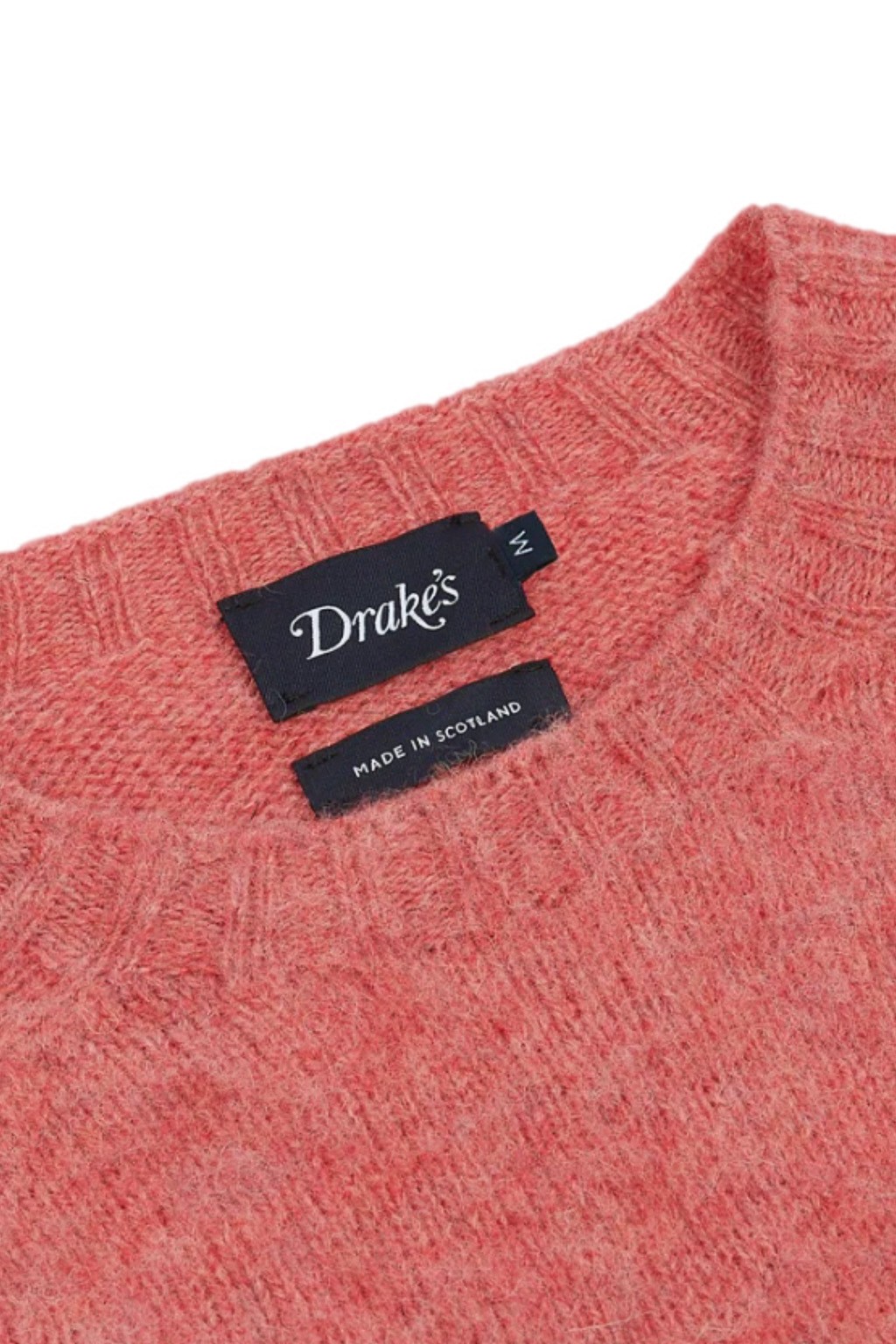 Drake's Brushed Shetland Crewneck Jumper Tea Rose