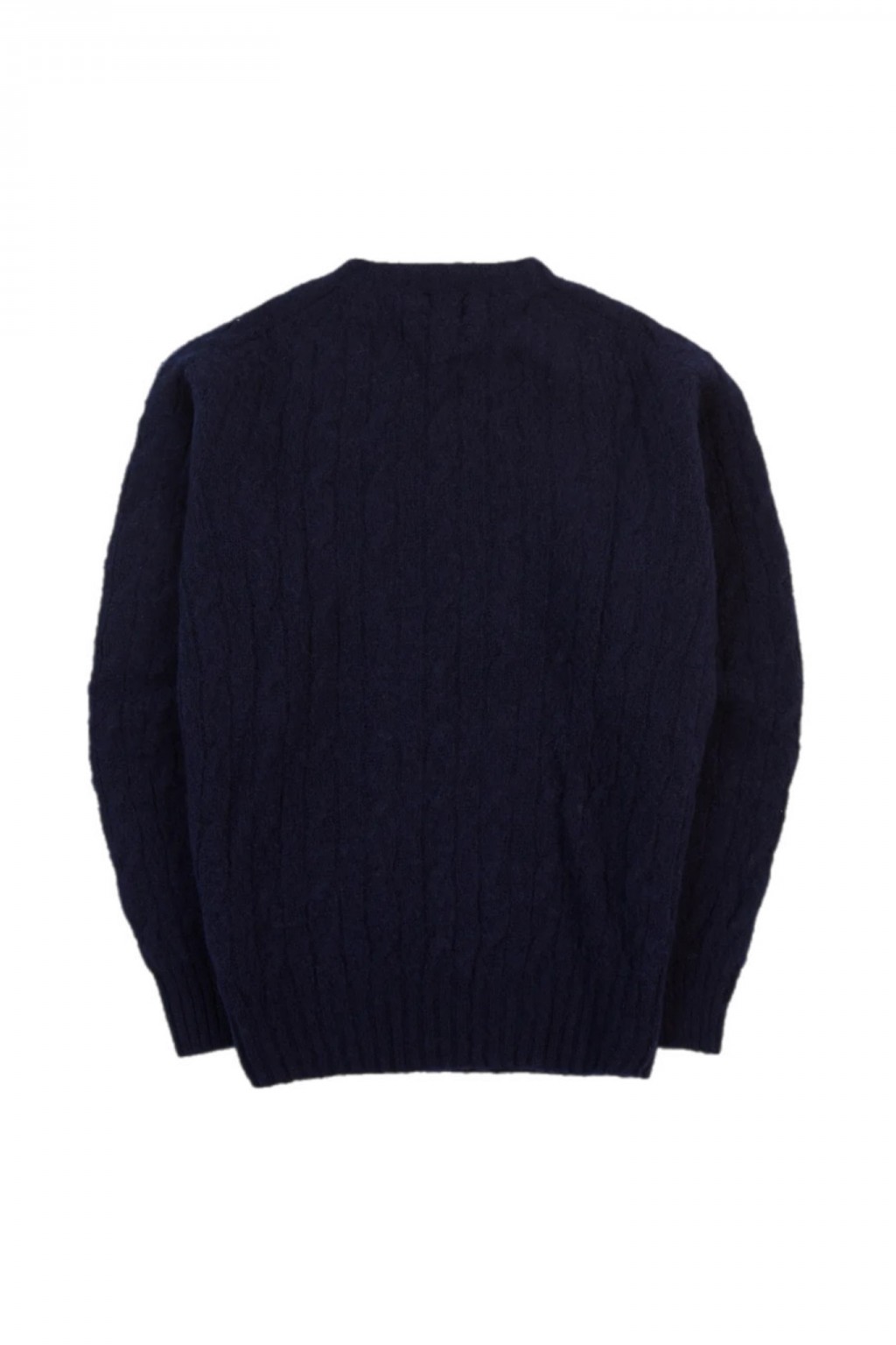 Drake's Brushed Cable Knit Shetland Jumper Navy