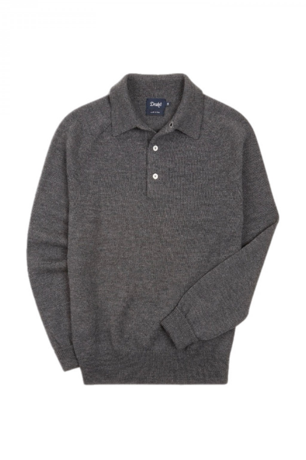 Drake's Merino Wool Knitted Polo Grey