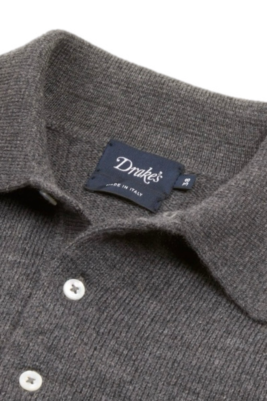 Drake's Merino Wool Knitted Polo Grey