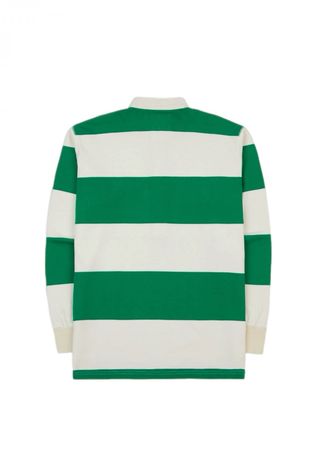 Drake's Mandarin Collar Rugby Shirt Green & White Stripe