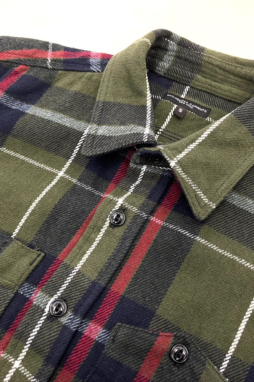 Engineered Garments Work Shirt Green/Navy Big Plaid Heavy Flannel