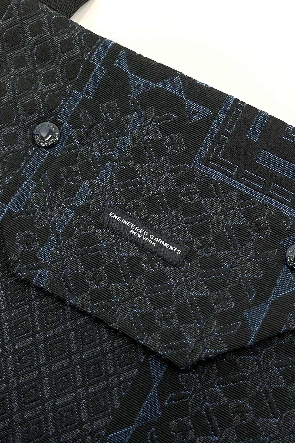 Engineered Garments Shoulder Pouch Black/Navy Geo Jacquard