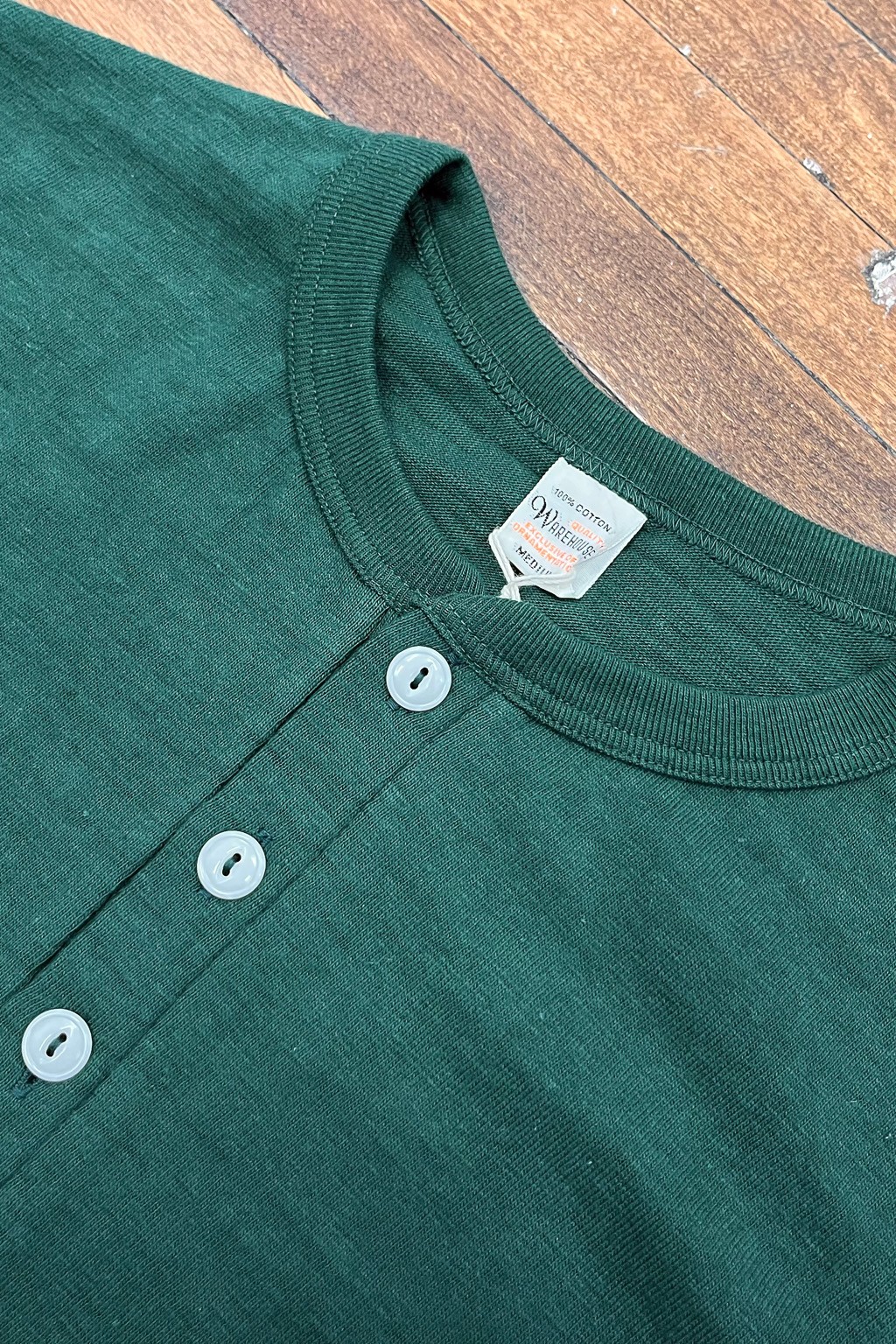 Warehouse & Co. Lot 4601 Henley Neck T Dark Green - Made in