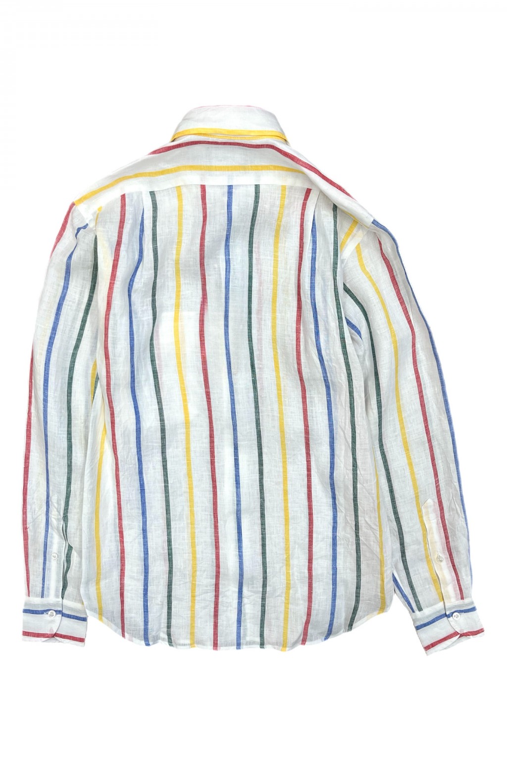 Drake's Linen Wide Stripe Casual Shirt Primary Multi