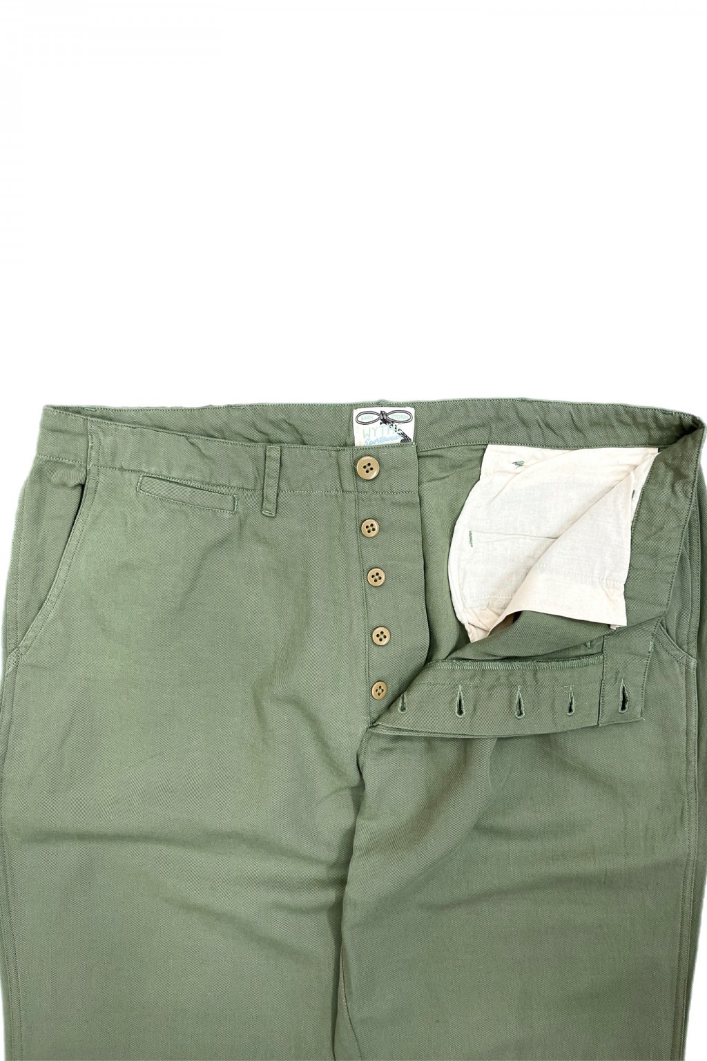 Wythe Flat Front Slub Cotton-Linen Twill Chinos Faded Olive