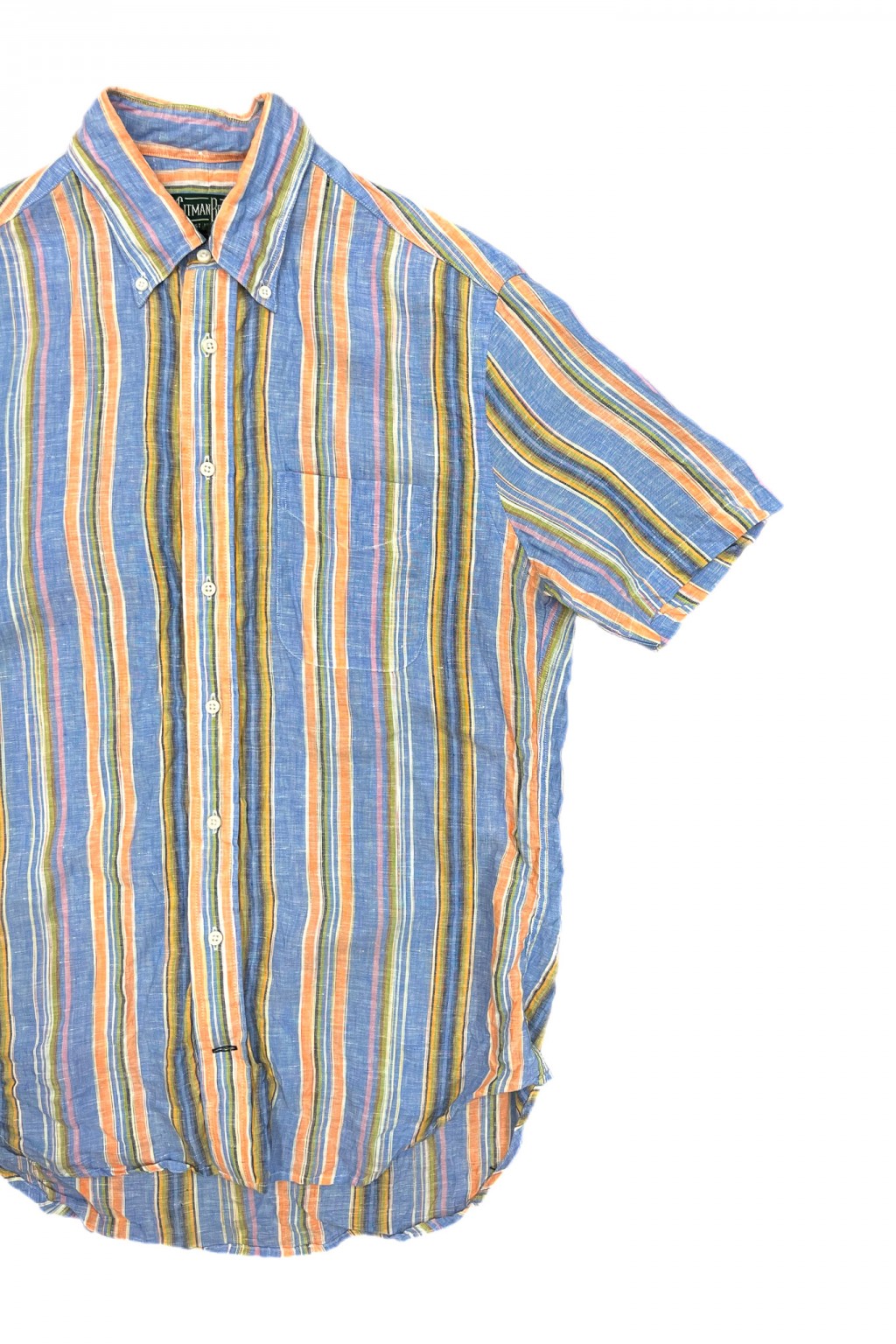 Gitman Bros. Vintage Short Sleeve Button Down Multi-Colored Awning Stripe