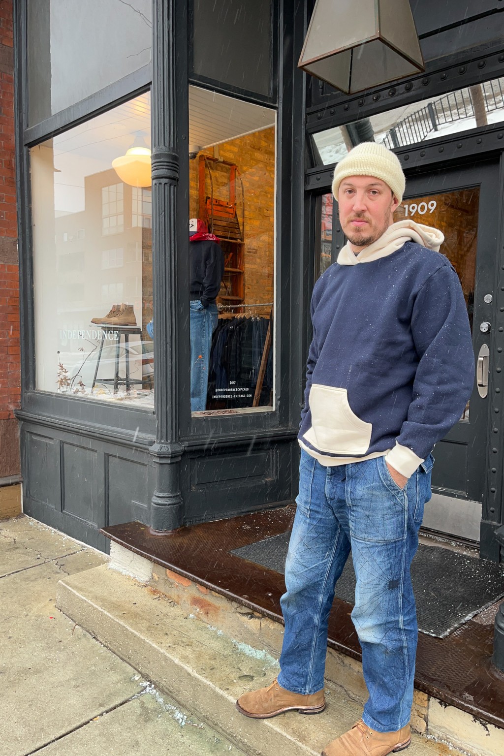 Velva Sheen 50's Pullover Hoodie Navy/Ivory